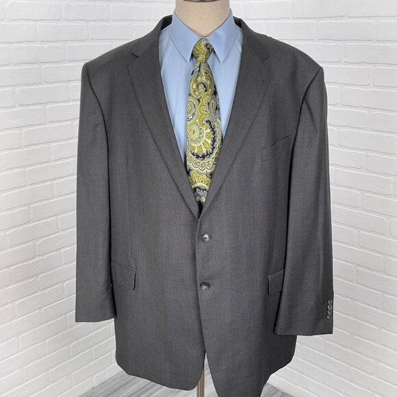 Joseph Abboud Blazer Men 56R‎ Gray Bespoke Birdseye Reda Super 130s Wool Jacket - Picture 1 of 16